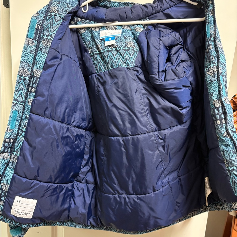Columbia Kids Teal and Navy Patterned Puffer Jacket